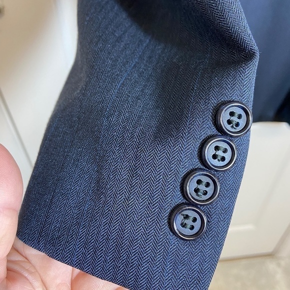 VTG Burberrys Mens Two Button Sport Jacket Navy Blue 100% Pure Wool Classic USA - Picture 3 of 15